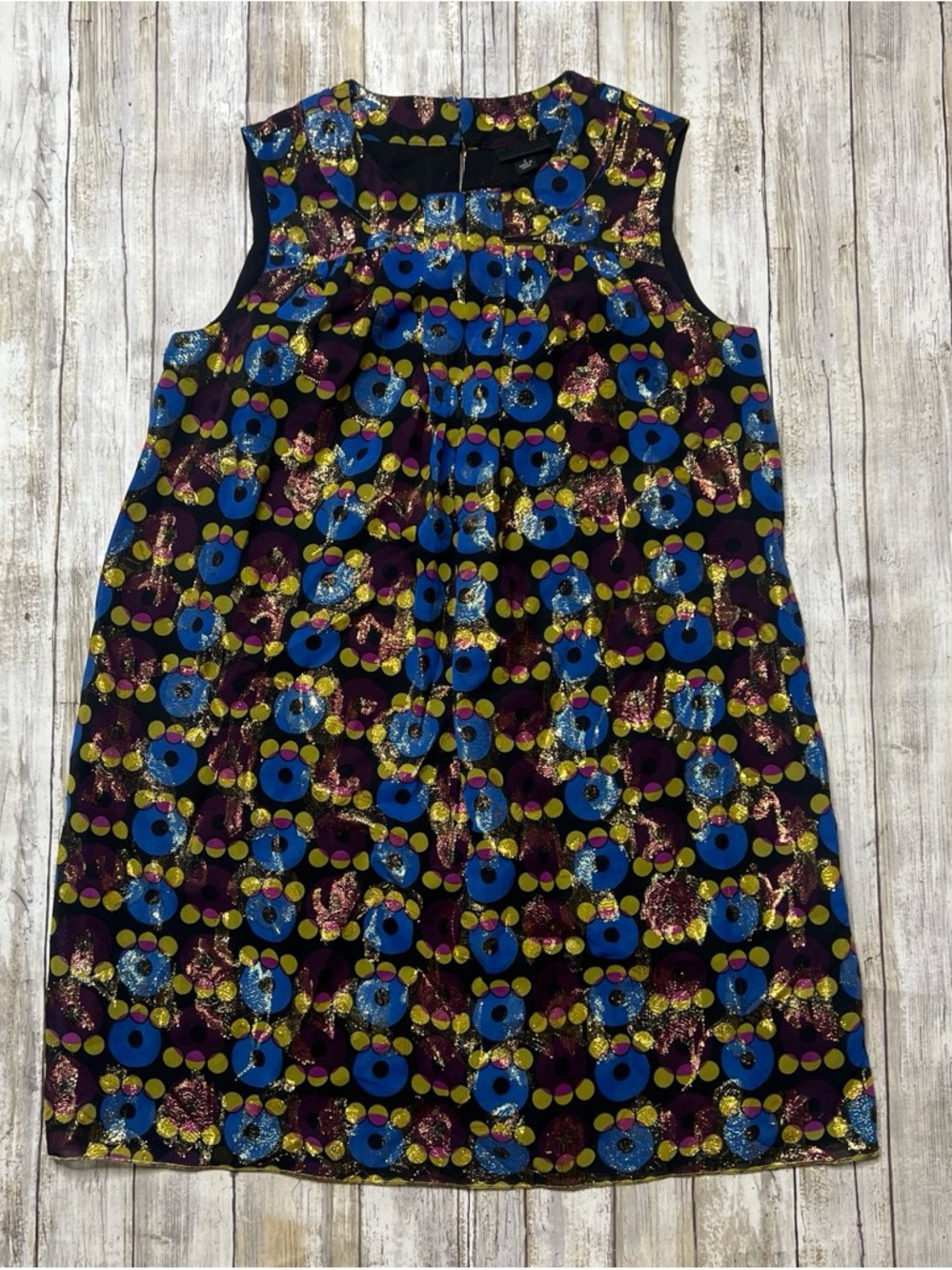 Anna Sui for Target Sleeveless Print Dress in Blue, Purple & Gold Sz XS